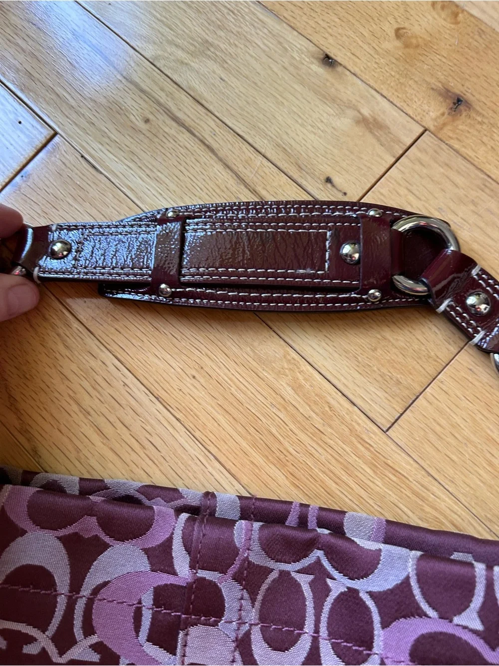 Coach Plum Logo Jacquard Shoulder Bag